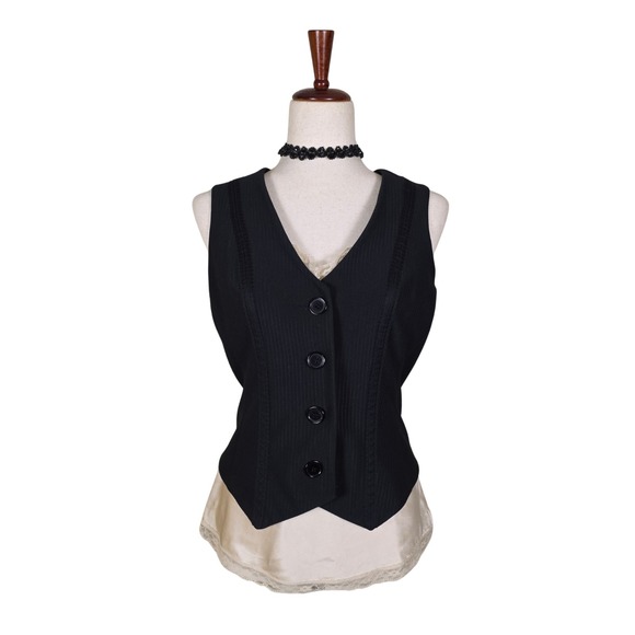 Express Jackets & Blazers - Vintage Express Pinstripe Vest Size M Black Lace Steampunk Whimsigoth Y2K Punk